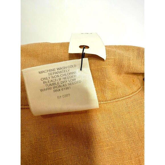 Style Studio tan linen long sleeve button up shirt / shacket - Picture 7 of 7